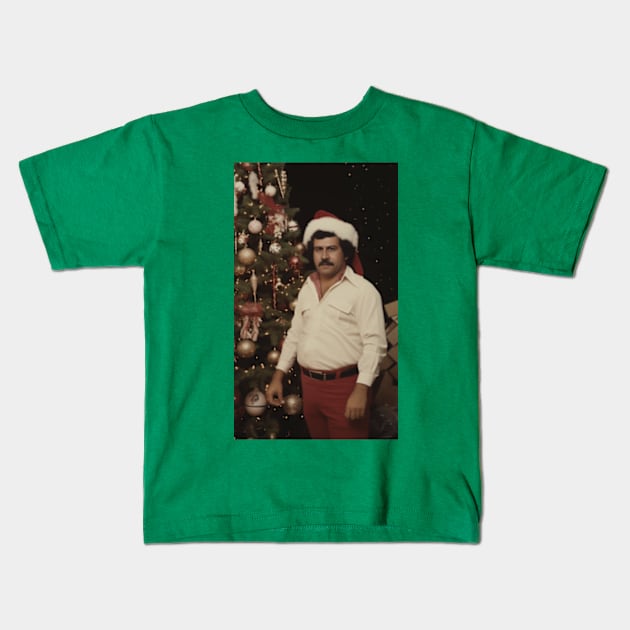 Pablo Escobar Xmas Santa Kids T-Shirt by peterdesigns